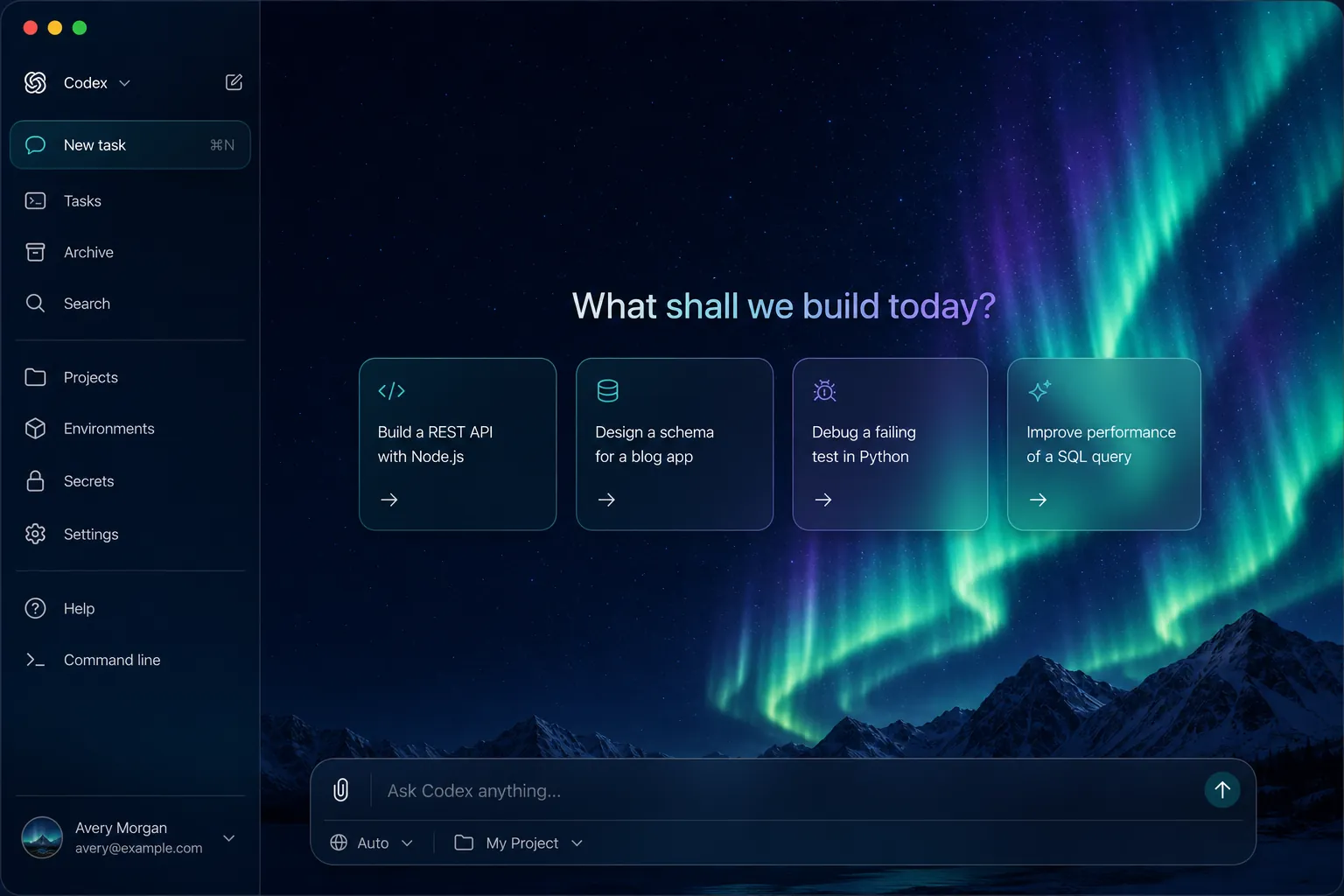 Aurora — Northern lights over a snow horizon Codex skin