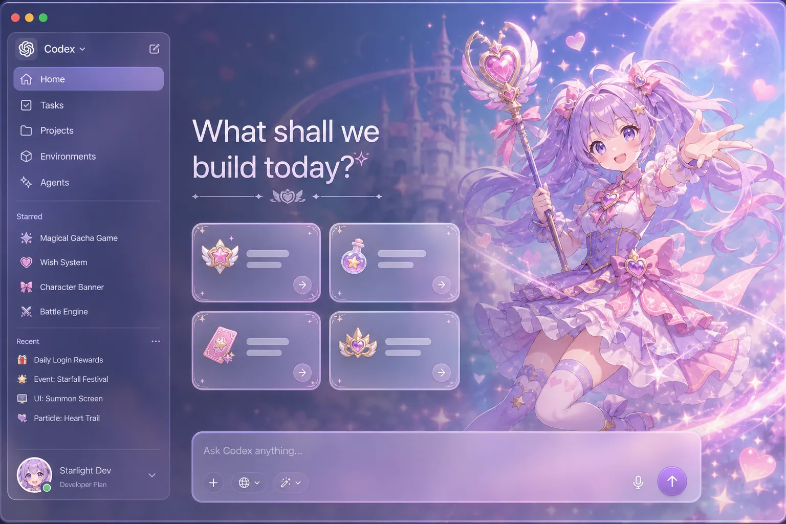Magical Girl — Sparkly magical-girl gacha fantasy Codex skin