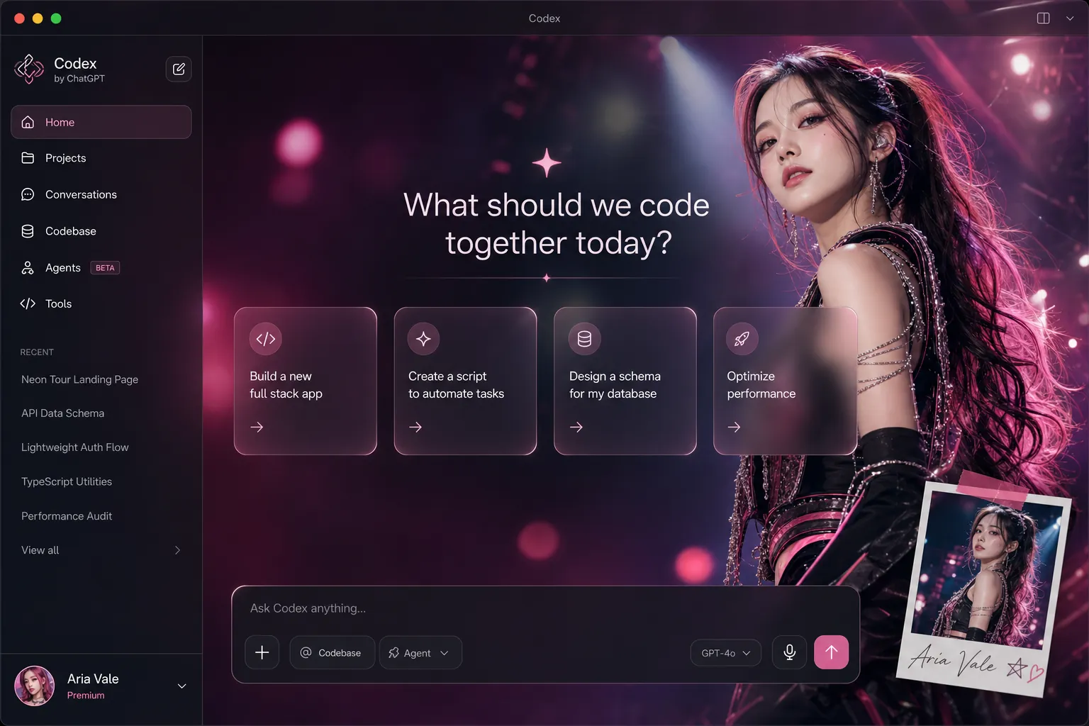 Aria Vale · Premium — Aria Vale with stage art + signed polaroid Codex skin