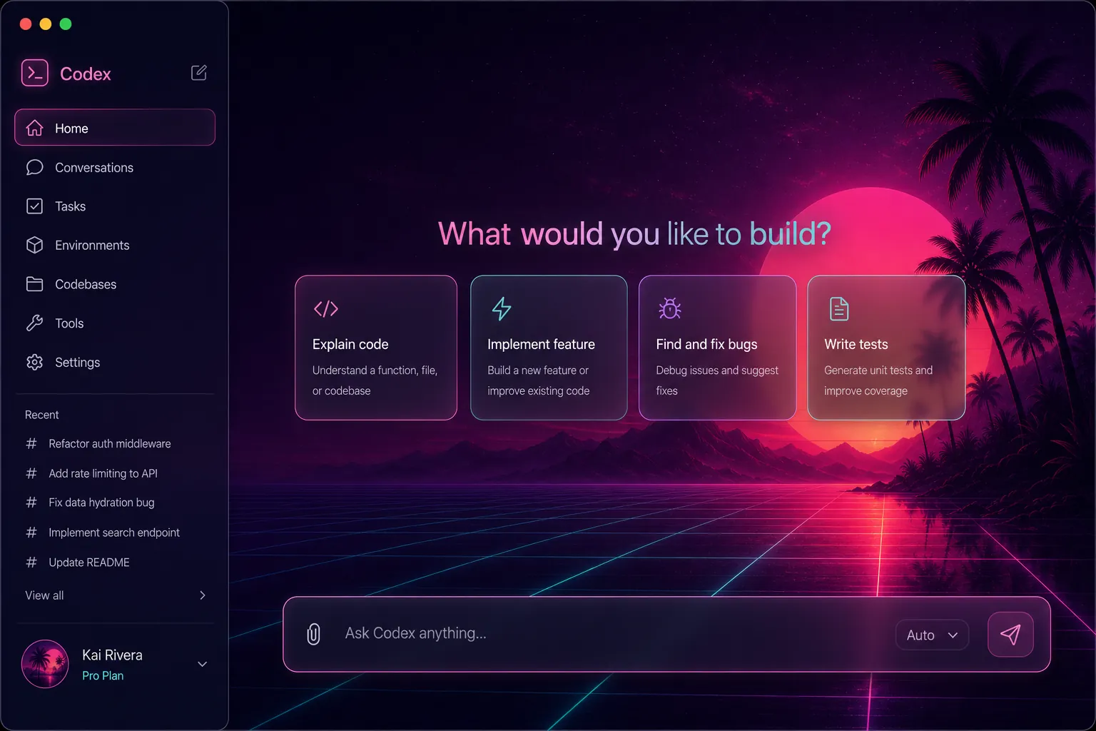 Vaporwave Dream — Soft retro haze, chrome & pastel Codex skin